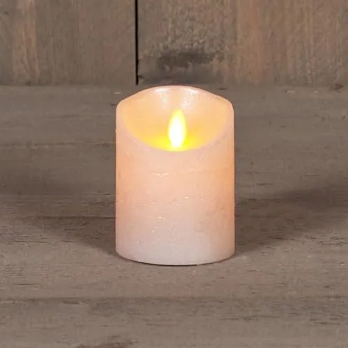 LED Echtwachskerze Stumpenkerze mit Timer - Flammenlose Stumpenkerze aus Echtwachs in Perle, ideal für stimmungsvolle Beleuchtung im Wohnzimmer. Mit Timer-Funktion für bequemes Ein- und Ausschalten.