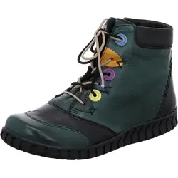 Gemini Damen Schnürboot grün Größe 38 - Wanderschuhe mit hochwertigem Glattleder in grün und schwarz, praktische Schnürung und Reißverschluss für einfachen Einstieg, ideal für stylische Herbstoutfits.