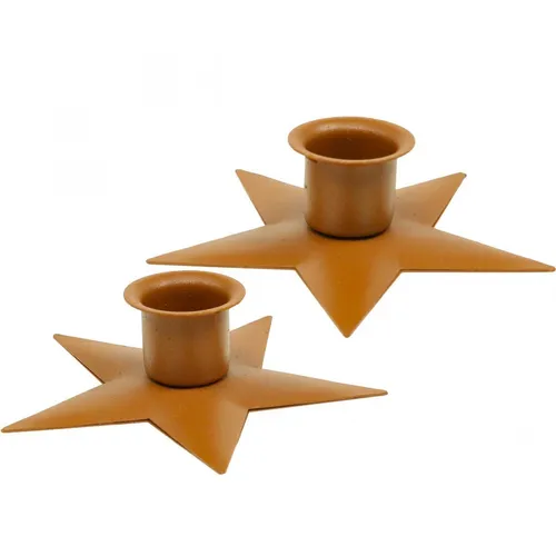 Kerzenhalter Stabkerzen Advent Stern Rost Braun Ø9,5cm Set 4 Deko Weihnachten,