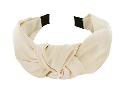 axy Haarreif mit Knoten und Satin bezogen-Vintage-Wunderschön Stirnband Haarschmuck Damen Haarreifen HR35A (Sandbeige)