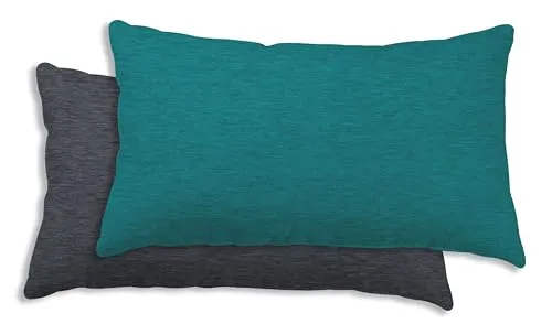 one-home Winter Biber Bettwäsche Meliert Melange Baumwolle Kuschelig Warm Weich Flanell, Größe:2er Pack 40x80 cm, Farbe:Petrol/anthrazit