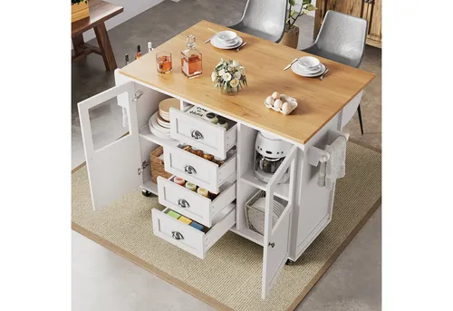 Odikalo Kücheninsel Servierwagen mit Stauraum