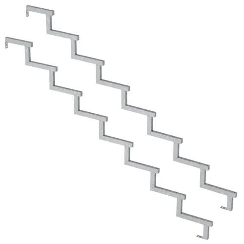 Stahltreppenleiste 8 Stufen - 2er Set mit Steigleitungen - Bodenleisten für Treppen, langlebig aus Stahl, ideal für Sicherheit und Ästhetik in Ihrem Zuhause.