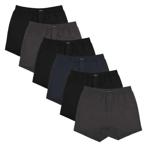 Gomati 6er Pack Herren Jersey Boxershorts - Schwarz-Grau-Navy 4XL