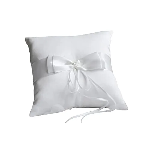 Srup Hochzeit Ringkissen, Ring-Träger-Kissen Ringkissen, Satinband Hochzeit Ringkissen, 15x15cm Ringkissen, Perle Ehering Kissen, Träger Kissen Ringschachtel, für Verlobung Oder Eheringe