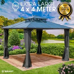 BRAST Pavillon Aluminium Pagode 4x4m mit Moskitonetz von BRAST