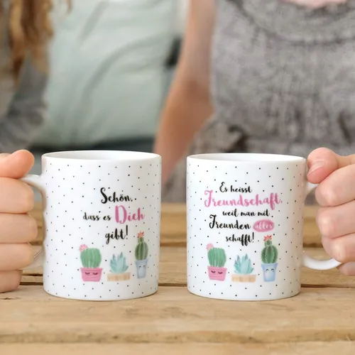 Tasse 2er Set - Geschenk -es heißt Freundschaft- Abschiedsgeschenk -