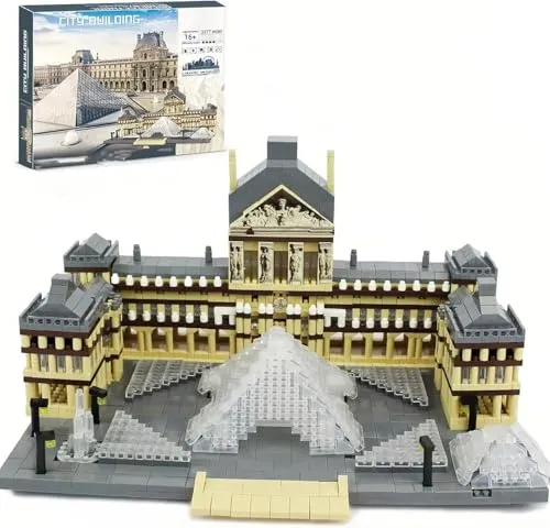 TRavesty Pariser Louvre Bausteine Bausatz, 3377 Teile Modular Haus Architektur Modellbausatz, Weltberühmtes Architektur Modell Spielzeug, Geschenk für Erwachsene Jugend