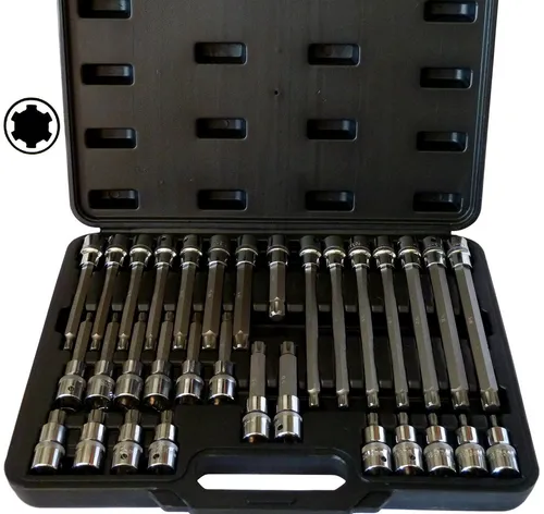 PeTools Bit- und Steckschlüsselset 32tlg - Hochwertige S2-Stahl Einsätze - Werkzeug-Set mit 32 hochwertigen S2-Stahl Bit-Einsätzen, ideal für gewerbliche Anwendungen. Bietet 15% höhere Festigkeit und Langlebigkeit in einem robusten Koffer.