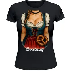 MoonWorks Print-Shirt Damen T-Shirt für das Oktoberfest Dirndl Ersatz Tracht Fun-Shirt mit Print schwarz L