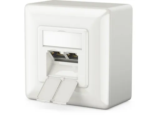 deleyCON deleyCON 1x CAT6 Netzwerkdose 2x RJ45 Port Geschirmt Aufputz Netzwerk-Adapter