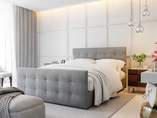 Boxspringbett MAURO 140x200cm Grau mit Bettkasten - Modernes Boxspringbett mit inklusive Topper und Bettkasten für optimalen Stauraum, ideal für Ihr Schlafzimmer.