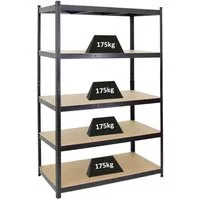 PROREGAL Schwerlastregal Taurus Schwarz 180x120x60cm - Lagerregal mit robuster Stahlkonstruktion und einer beeindruckenden Traglast von 875 kg, ideal für Werkstätten und Garagen.
