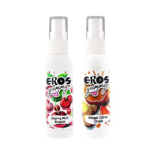 Eros Yummy - erotisches Geschmacksspray für den Körper, für ein aufregendes Vorspiel - Cherry Mint Breeze & Ginger Citrus Crush - 2 x 50 ml