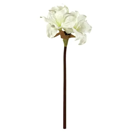 Floratexx Kunstblume Amaryllis 48cm, 1Stängel, 3 Blüten. Künstliche Amaryllis, Winterdeko, Weihnachten Dekoration Weiß Weiss