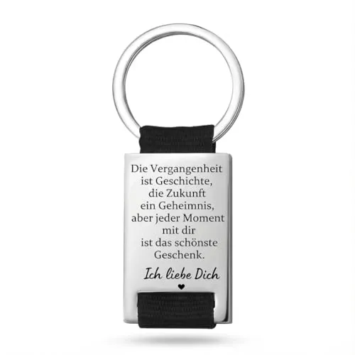 PREMIUM Schlüsselanhänger mit edler Gravur als Schutzengel I Glücksbringer für Frau & Mann I Geschenk Fahr Vorsichtig Ich liebe dich (Die Vergangenheit ist Geschichte)