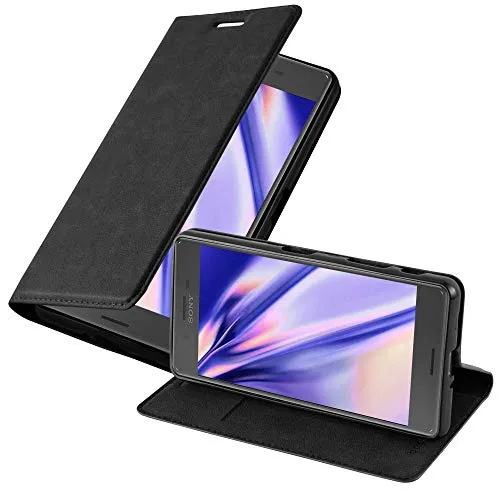 Cadorabo Hülle kompatibel mit Sony Xperia X PERFORMANCE aus Kunst Leder Flip Klappbare Stoßfeste Magnetische [Standfunktion] [Kartenfächern] Cover Hülle für Sony Xperia X PERFORMANCE Tasche in Schwarz