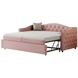 HAUSS SPOLE Polsterbett 140x200 mit Lattenrost in pink von OKWISH