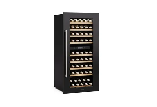 Klarstein Vinsider Duo Weinkühlschrank - 79 Flaschen, 2 Zonen - Weinkühlschrank mit Platz für 79 Flaschen, 2 Kühlzonen für optimale Lagerung von Rot- und Weißwein, UV-Schutzglas und energiesparende LED-Beleuchtung.