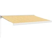 vidaXL Einziehbare Markise Gelb und Weiß 3,5x2,5 m - Markise für Terrasse und Balkon, bietet UV-Schutz und Schatten für entspannte Stunden im Freien. Einfach montierbar, stilvolles Design für jeden Außenbereich.