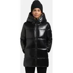 khujo Damen kurzer Wintermantel – Warmer Steppmantel mit Kapuze in glänzender Optik - Funktionsjacke mit wasserabweisenden Eigenschaften und verstellbarer Kapuze, ideal für kalte Wintertage und modische Outfits.