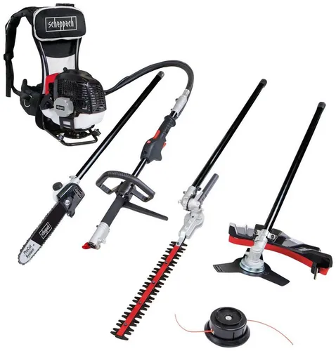Scheppach Benzin-Motorsense MFH5300-4BP - 4-in-1 Multifunktionswerkzeug, 25,5 cm Messer und 45 cm Fadenbreite, ideal für vielseitige Gartenarbeiten