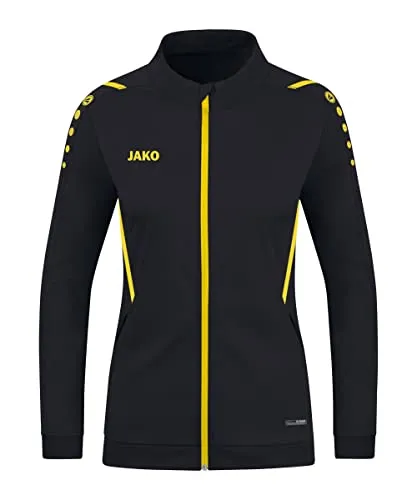 JAKO Polyesterjacke Challenge (schwarz/citro, Größe 40, Damen) - Trainingsbekleidung mit modernem Look, ideal für Veredelungen und sicheren Transport von Wertsachen dank Reißverschlusstaschen.