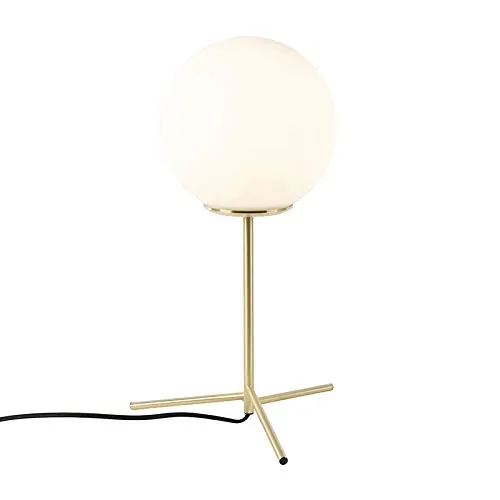 Qazqa Art Deco Tischlampe Pallon I mit Opalglas 45,5 cm - Elegante Tischlampe im Art Deco Stil mit kugelförmigem Opalglas. Ideal für Wohnzimmer, Schlafzimmer und Büros. Dimmbar für individuelle Lichtstimmung, E27 Fassung, maximale Leistung 40 Watt.