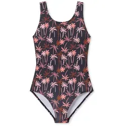 Schiesser Mädchen Aqua Teen Badeanzug, Multicolor - Badeanzug für Mädchen in Größe 140 bis 176 mit buntem Palmenmuster, verstellbaren Trägern und herausnehmbaren Pads für optimalen Komfort.