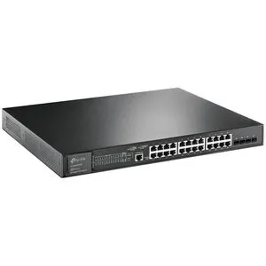 TP-LINK SG3400 JetStream Rackmount Gigabit Managed Switch 24x RJ-45 4x SFP+ - Netzwerk-Switch mit 384W PoE+, ideal für leistungsstarke Netzwerkinfrastrukturen und hohe Bandbreiten.