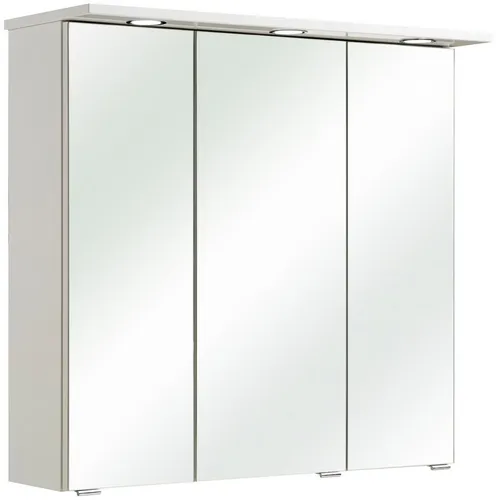 XORA Spiegelschrank 80 cm DORIA – Hochglanz und Stauraum - Der Spiegelschrank DORIA von XORA überzeugt mit drei großen Spiegeltüren und sechs Einlegeböden für optimalen Stauraum. Inklusive integrierter LED-Beleuchtung für perfekte Lichtverhältnisse im Bad.