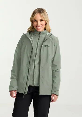 Jack Wolfskin Moonrise 3in1 Ganzjahresjacke für Damen - Funktionsjacke, wasser- und winddicht mit atmungsaktivem TEXAPORE CORE und warmer POLARTEC Innenjacke aus recyceltem Material – ideal für jede Wanderung.