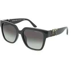 Michael Kors MK2170U KARLIE Damen-Sonnenbrille - Elegante Sonnenbrille für Damen mit eckigem Vollrand-Design, schwarzem Kunststoff-Gestell und grauen Gläsern – ideal für stilbewusste Looks.