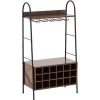 Costway Weinregal für 18 Flaschen – Rustikales Braun, 63 x 32 x 114,5 cm - Ideal für Ihre Weinsammlung: Das robuste Weinregal bietet Platz für 18 Flaschen und 15 Gläser. Mit stabiler Bauweise und zusätzlichem Stauraum ist es perfekt für Küche, Esszimmer oder Bar.