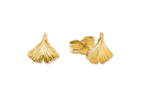 Amor Paar Ohrstecker Amor Ohrstecker für Damen, Gold 375, Ginkgoblatt (Ohrstecker, 2-tlg)