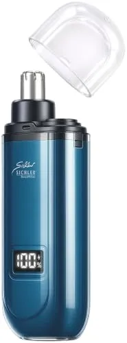 Sichler Beauty Nasenhaartrimmer: Akku-Nasen- & Ohrenhaar-Trimmer, 9.000 U/Min., 150 mAh, Display, USB-C (Akku Nasenhaar Trimmer, Nasen und Ohrhaar, Frauen)