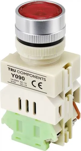TRU COMPONENTS TC-9219080 Y090 Drucktaster 250 V/AC 5A 1 x Ein/(Ein) tastend Rot (Ø) 30mm 1St.
