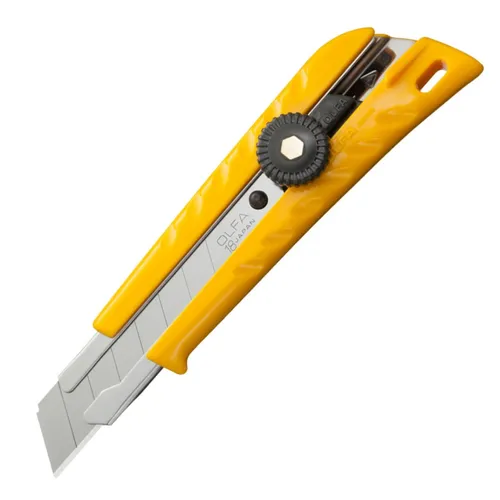 Olfa Cutter 18 mm L-1 mit Feststellschraube - Präzises Allzweckmesser mit robustem Kunststoffgehäuse, ideal für präzise Schneidarbeiten in Handwerk und Hobby.