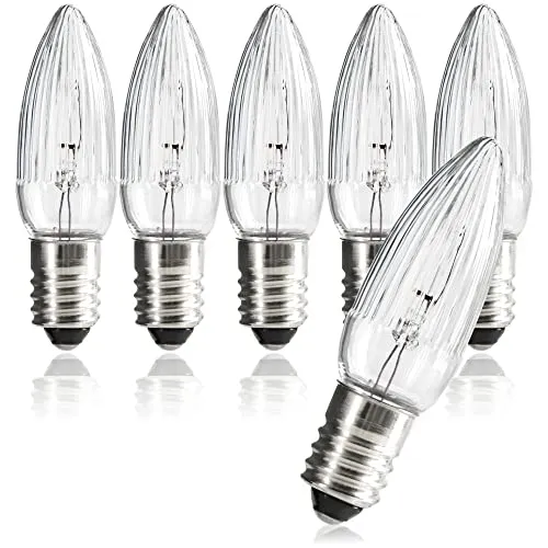 com-four® 6x Riffelkerze für Schwippbögen mit 11 Lampen - Ersatzbirnen für Lichterkette oder Pyramide - 23V / 3W, mit E10 Schraubgewinde (06 Stück - 23V)