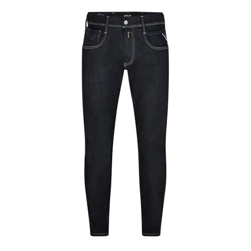 Replay Herren Jeans Anbass Slim-Fit mit Power Stretch, Dark Blue 007-1 - Jeans für Herren mit Slim Fit, 5 Taschen und Power Stretch für ultimativen Komfort und perfekte Passform. Ideal für lässige Outfits und den Alltag.
