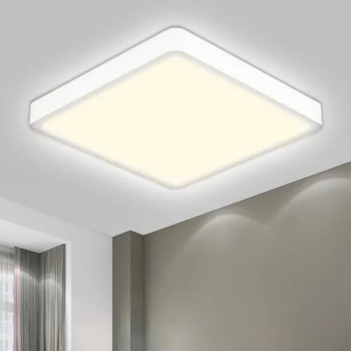 LQWELL® Deckenleuchte LED Deckenlampe, 1,6CM Ultradünn Quadrat Flach IP44 Wasserfest Badlampe 18W 4000K 1700LM Modern für Wohnzimmer Badezimmer Schlafzimmer Küche Balkon Keller Büro, 220 * 16mm