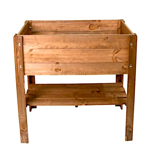 Hochbeet aus Holz braun 80,5x40x78,5cm - Hochbeet aus Kiefernholz mit braunem Anstrich, ideal für Kräuter und Blumen. Zusätzliche Ablage und 63 Liter Innenvolumen für optimalen Pflanzenwuchs.