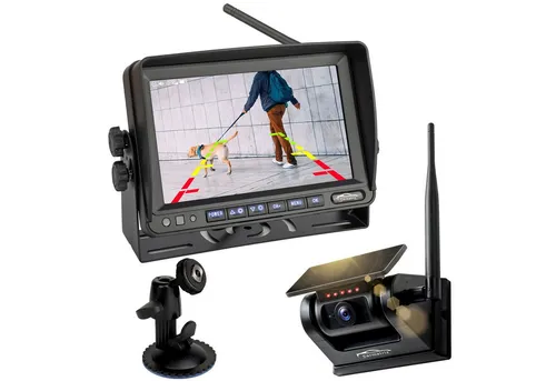 CARMATRIX Solar Funk Rückfahrsystem Akku HD - Rückfahrkamera mit 7