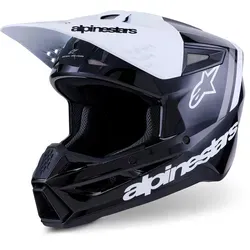 Alpinestars S-M3 Radium Motocross Helm XS schwarz-grau-weiss - Zertifizierter Motocross Helm mit leichtem Design und sicherem Doppel D-Ring Verschluss, ideal für Männer, die Wert auf Qualität und Sicherheit legen.