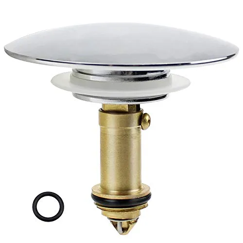 Badewannenstöpsel Messing poliert Chrom Waschbeckenstöpsel Ø 66mm Pop-Up Click Clack Abfluss-Stopfen Doppel Dichtung für Waschbecken Waschtisch Handelsübliche Abflüsse in der Badewanne