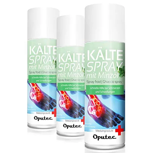 400ml Oputec Kältespray Eisspray Sport: Erste-Hilfe-Spray bei Sportverletzungen, Schmerzen und Schwellungen (Minze) - Medizinisches Kühlspray für jedes Erste-Hilfe-Set 3 x