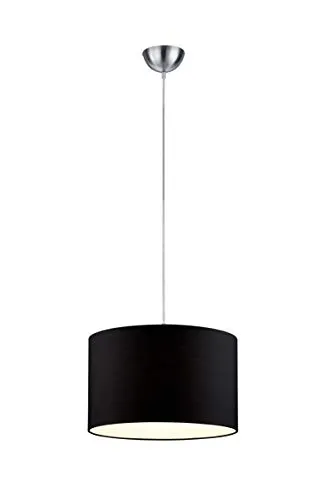 lightling modern Pendelleuchte in nickel matt, Stoffschirm schwarz, 1 x E27 max. 60W, ø 40 cm, Höhe: 25 cm, Länge: 150 cm