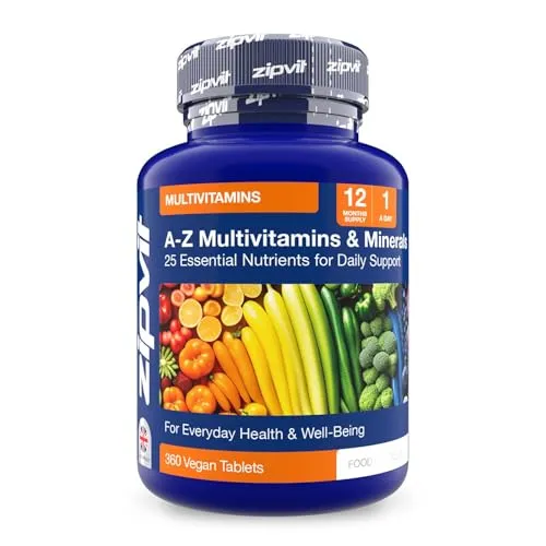 Multivitamin Tabletten A-Z | 25 Essenzielle Vitamine & Mineralstoffe | Immunsystem, Energie & Knochengesundheit | Veganes Multivitamin für Frauen & Männer | 360 Tabletten | 12-Monats-Vorrat