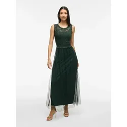 Vila Abendkleid VILynnea - Elegantes Spitzenkleid in Dunkelgrün - Kleider, Ärmelloses Maxi-Kleid aus hochwertiger Spitze, ideal für festliche Anlässe und einen eleganten Auftritt.