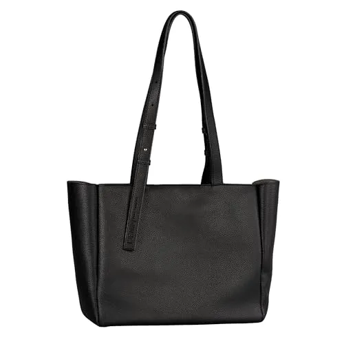 Tom Tailor Bags Jessie Zip Shopper L 011744 - Elegante schwarze Handtasche - Handtaschen mit asymmetrischem Schultergurt und grob genarbter Oberfläche, ideal für DIN A4-Unterlagen. Viel Platz und stilvolles Design für jeden Anlass.